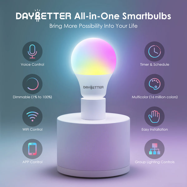 DAYBETTER WiFi Smart Bulbs 24 Pack – RGBCW A19 E26