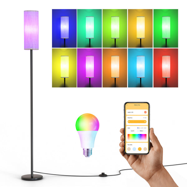 DAYBETTER Smart RGB Floor Lamp with Bluetooth & WiFi, 120V, 2700K-6500K Color Changing Standing Lamp for Bedroom, Living Room, Home Decor, Dimmable Tall Pole Light with APP Control