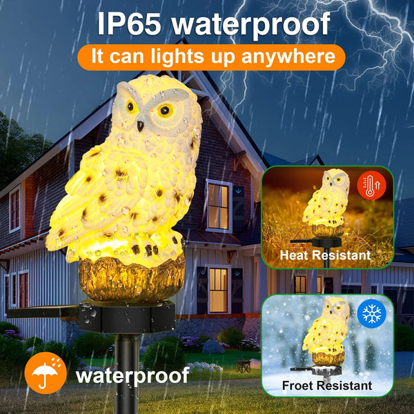 DAYBETTER Outdoor Solar Lights for The Garden Decor,Solar Powered Resin Owl LED Lights with Stake,Garden Yard Lawn Pathway Landscape Ornaments Patio Decorations Outside