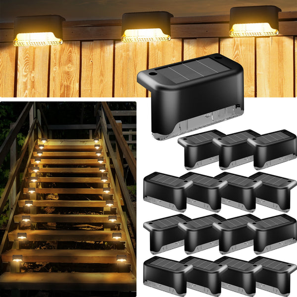 DAYBETTER 16 Pack Solar Deck Lights, Waterproof LED for Steps, Yard, Pathway