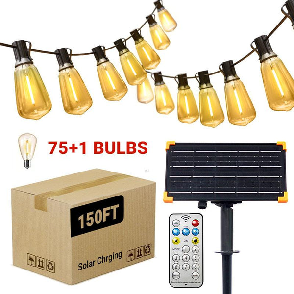Daybetter Solar String Lights Outdoor - IP65 Waterproof, Shatterproof Edison Bulbs, 2700K Warm Light - Adjustable Timer & Brightness - for Backyard, Garden, Patio, Party, Christmas, Wedding - Ideal Gift