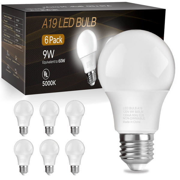 Daybetter A19 LED Light Bulbs 5000K 6 Pack