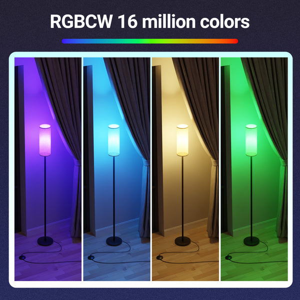 DAYBETTER Smart RGB Floor Lamp with Bluetooth & WiFi, 120V, 2700K-6500K Color Changing Standing Lamp for Bedroom, Living Room, Home Decor, Dimmable Tall Pole Light with APP Control