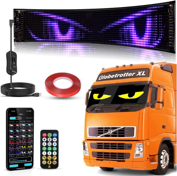 DAYBETTER LED Car Sign,Programmable Scrolling LED Sign,Bluetooth APP,DIY Design Animations,Text, Graffiti,Colour,USB-Powered LED Pixel Panel