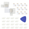 DAYBETTER Led Strip Connector Kit for 5050 10mm 4Pin, L Shape 4-Pin LED Connectors 10-Pack 20 Pcs 4-Pin Connector Clips, Solderless LED Strip Accessories for DIY