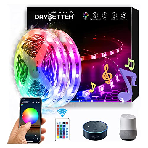 DAYBETTER 100ft Smart WiFi LED Strips, Alexa & Google, Music Sync,50 ft *2