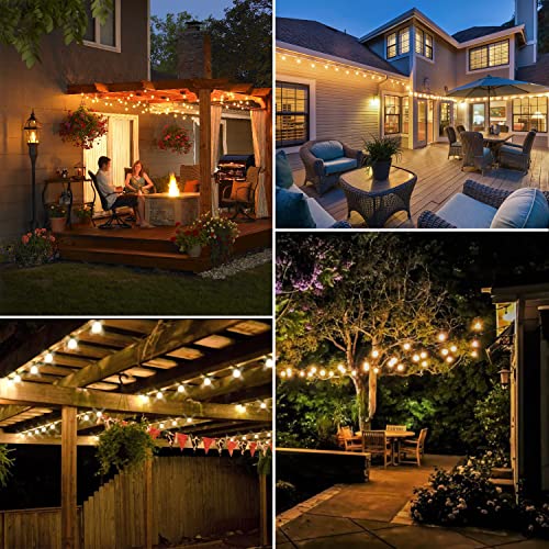 DAYBETTER ST38 Outdoor String Lights, 48ft Connectable Pitao Lights with 2700K Waterproof Bulbs, Dimmable Hanging Lights for Porch Yard Canopy