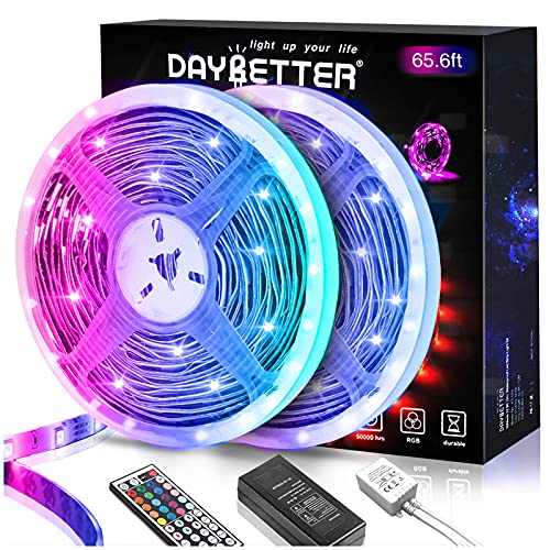 DAYBETTER 60ft LED Strip Lights, 2 Rolls of 30ft, Color Changing with Remote