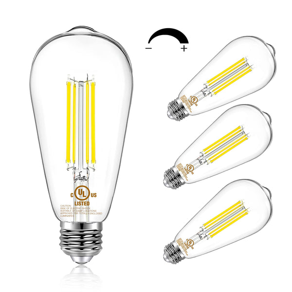 DAYBETTER 4 Pack ST58 Edison Bulbs, 60W Eqv, 5000K Daylight, Dimmable