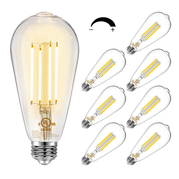 DAYBETTER 8 Pack ST58 Edison Bulbs, 60W Eqv, 2700K Warm White, Dimmable